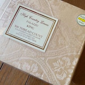 NEVER USED King Sateen Cotton Damask Sheet Set 500 Thread Count